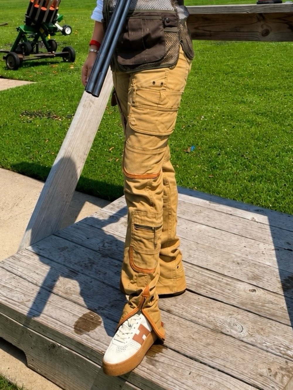 Ralph Lauren Khaki Tan Cargo Pants with Contrast Trim